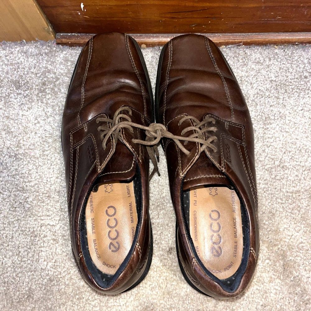 Ecco Men's 43 (9.5) Brown Comfort Shock Point Dress Shoe Stable Balance - Picture 7 of 10